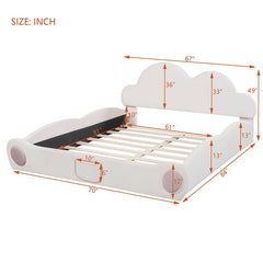 Bellemave® Queen Size Cloud - Shaped Headboard Upholstered Platform Bed with Rounded Footboard and Pocket - Bellemave