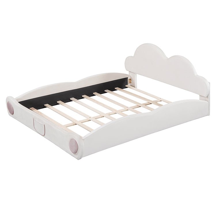 Bellemave® Queen Size Cloud - Shaped Headboard Upholstered Platform Bed with Rounded Footboard and Pocket - Bellemave