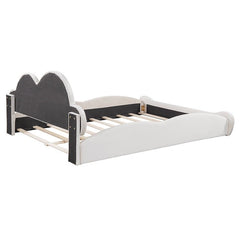 Bellemave® Queen Size Cloud - Shaped Headboard Upholstered Platform Bed with Rounded Footboard and Pocket - Bellemave