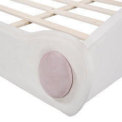 Bellemave® Queen Size Cloud - Shaped Headboard Upholstered Platform Bed with Rounded Footboard and Pocket - Bellemave