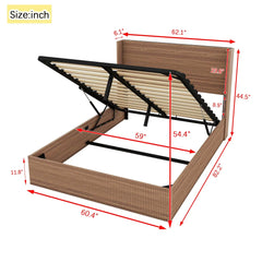 Bellemave® Queen Size Large Grooved Undulating Lift Storage Platform Bed - Bellemave