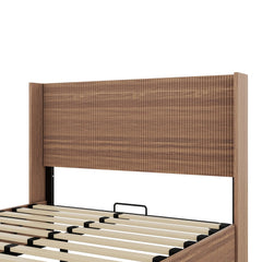 Bellemave® Queen Size Large Grooved Undulating Lift Storage Platform Bed - Bellemave