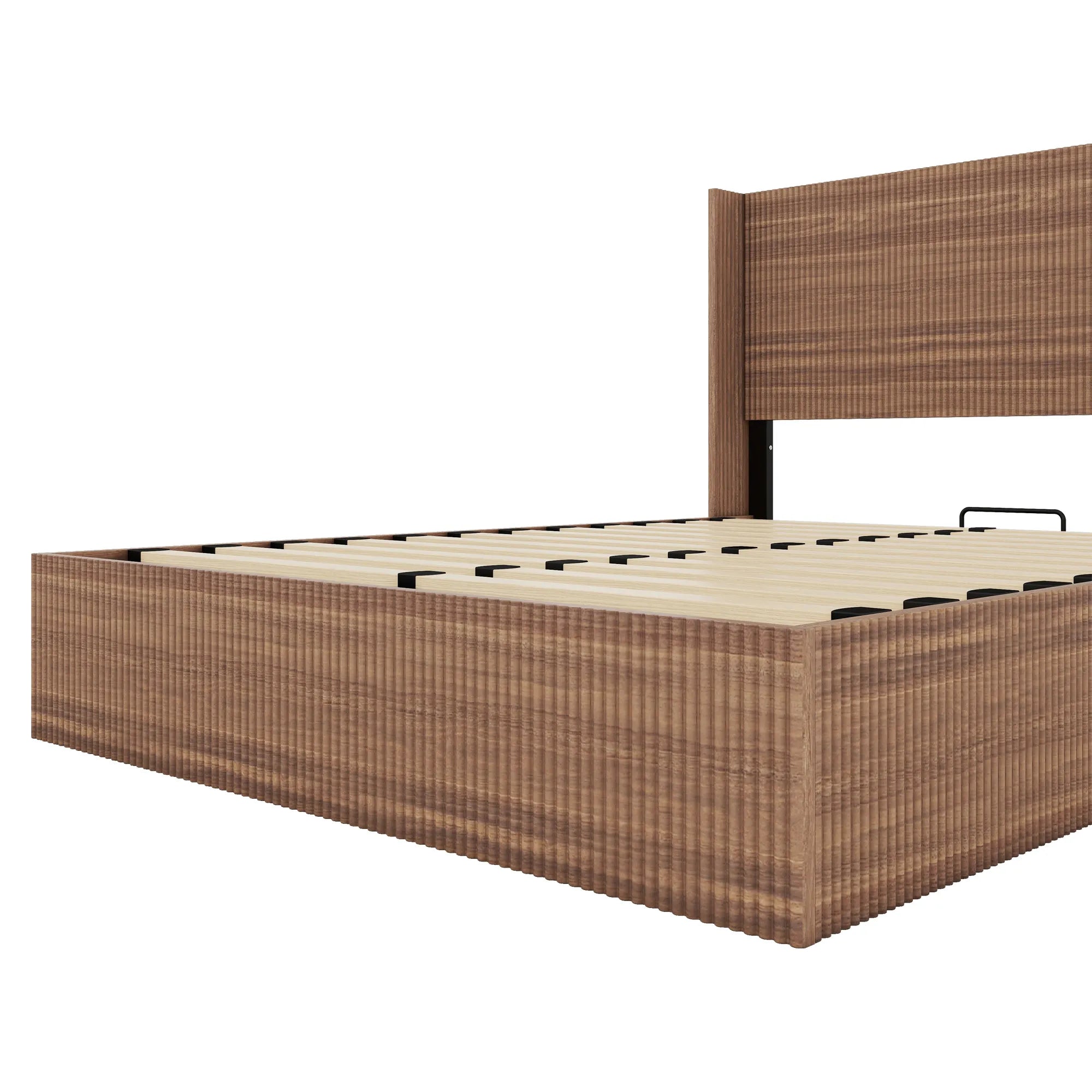 Bellemave® Queen Size Large Grooved Undulating Lift Storage Platform Bed - Bellemave
