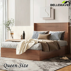 Bellemave® Queen Size Large Grooved Undulating Lift Storage Platform Bed - Bellemave