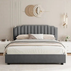 Bellemave® Queen Size Lift Velvet Upholstered Platform Bed - Bellemave