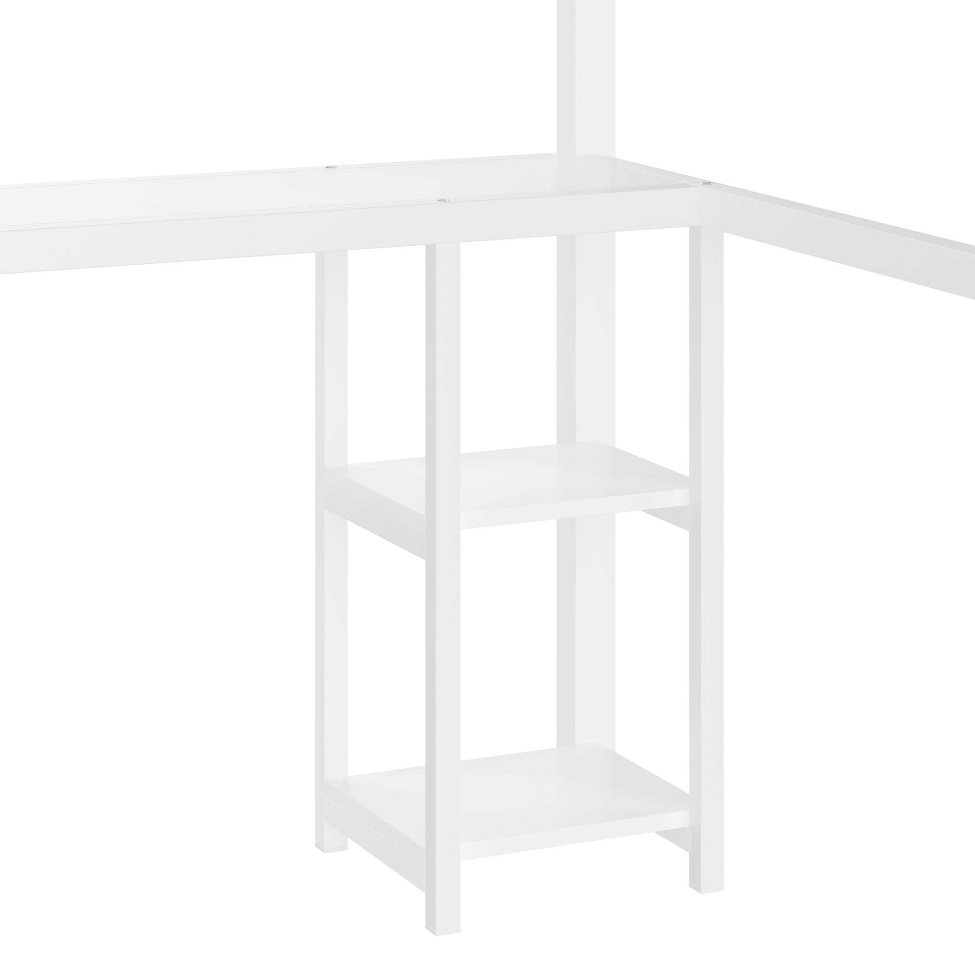 Bellemave® Queen Size Loft Bed with Built - in Wardrobe, Metal Loft Bed Frame with Desk and Storage Shelves, Black - Bellemave