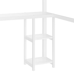 Bellemave® Queen Size Loft Bed with Built - in Wardrobe, Metal Loft Bed Frame with Desk and Storage Shelves, Black - Bellemave