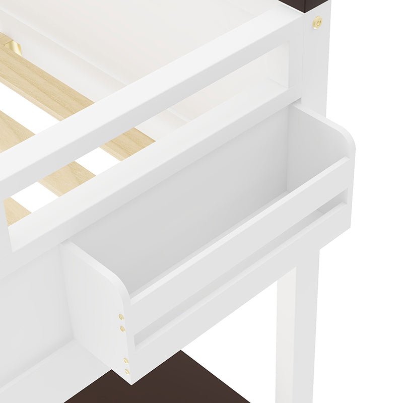Bellemave® Queen Size Loft Bed with Desk,Open Shelf and a Storage Box,USB Charging Station - Bellemave