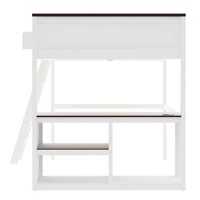 Bellemave® Queen Size Loft Bed with Desk,Open Shelf and a Storage Box,USB Charging Station - Bellemave