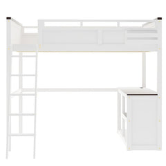Bellemave® Queen Size Loft Bed with Desk,Open Shelf and a Storage Box,USB Charging Station - Bellemave