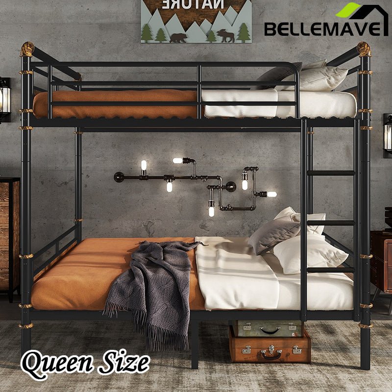 Bellemave® Queen Size Metal Bunk Bed with Safety Guard Rails(Removable) - Bellemave