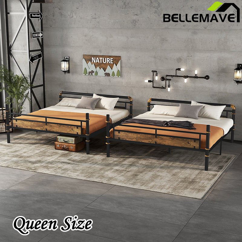 Bellemave® Queen Size Metal Bunk Bed with Safety Guard Rails(Removable) - Bellemave