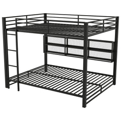 Bellemave® Queen Size Metal Bunk Bed with Storage Cabinets and LED Light - Bellemave
