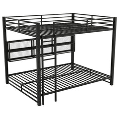 Bellemave® Queen Size Metal Bunk Bed with Storage Cabinets and LED Light - Bellemave