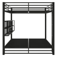 Bellemave® Queen Size Metal Bunk Bed with Storage Cabinets and LED Light - Bellemave