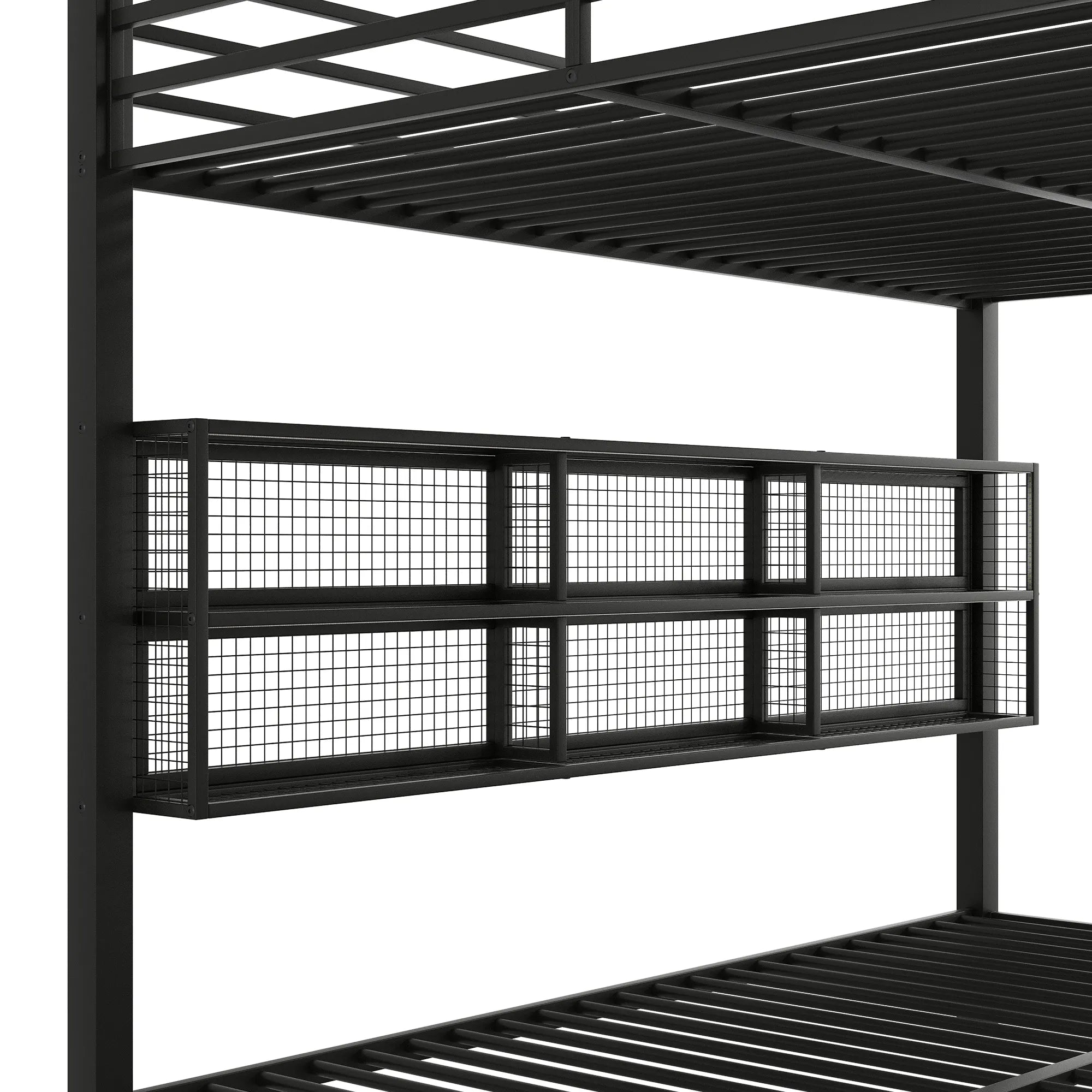 Bellemave® Queen Size Metal Bunk Bed with Storage Cabinets and LED Light - Bellemave