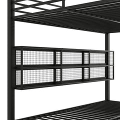 Bellemave® Queen Size Metal Bunk Bed with Storage Cabinets and LED Light - Bellemave