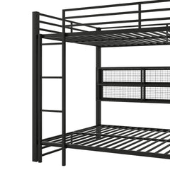 Bellemave® Queen Size Metal Bunk Bed with Storage Cabinets and LED Light - Bellemave