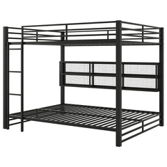 Bellemave® Queen Size Metal Bunk Bed with Storage Cabinets and LED Light - Bellemave
