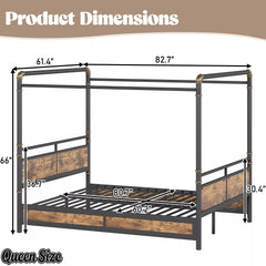 queen size metal canopy bed product dimensions and frame measurements