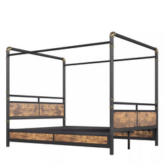 modern black metal canopy bed with four post design
