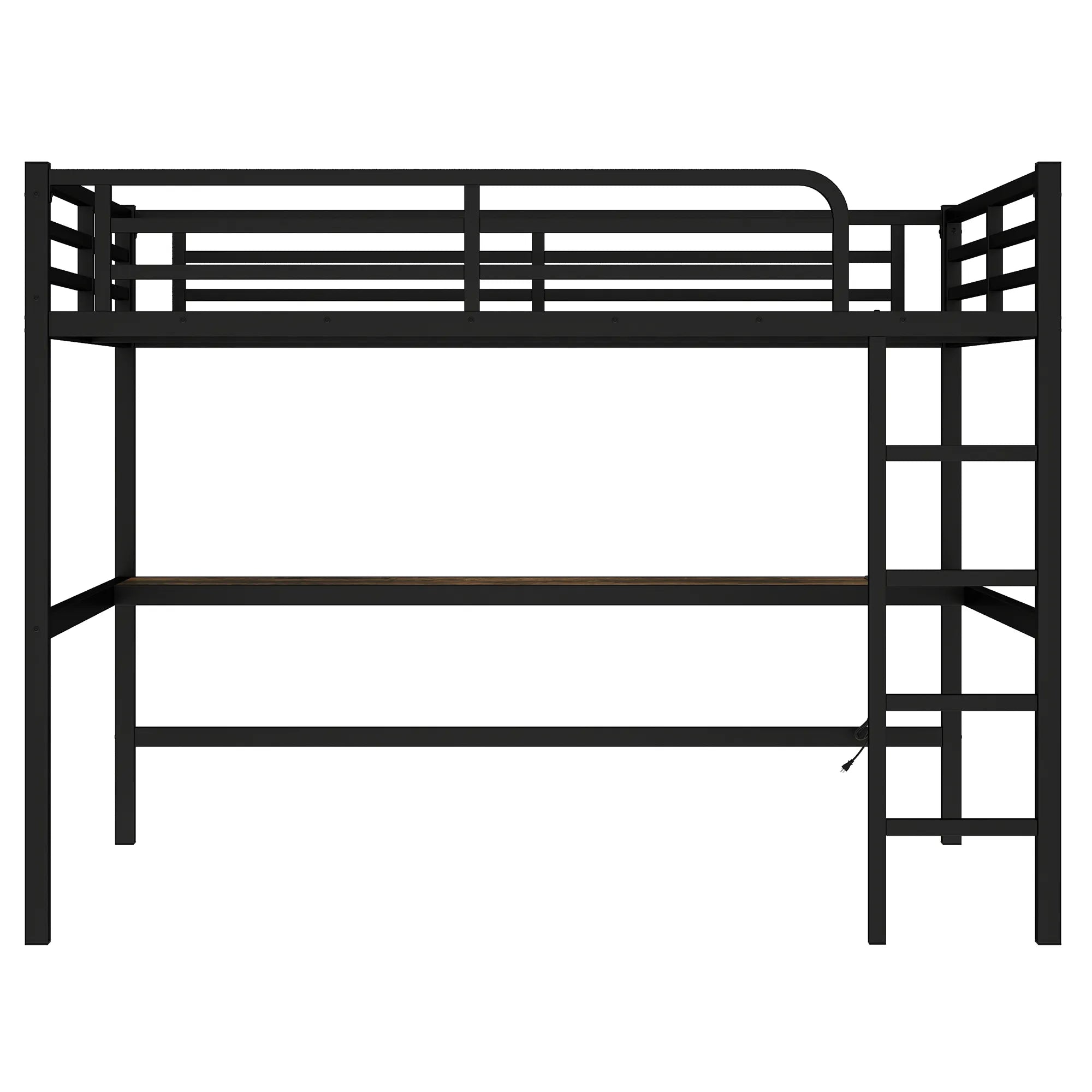 Bellemave® Queen Size Metal Loft Bed with Power Outlet and LED Lighted - Bellemave