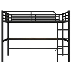 Bellemave® Queen Size Metal Loft Bed with Power Outlet and LED Lighted - Bellemave