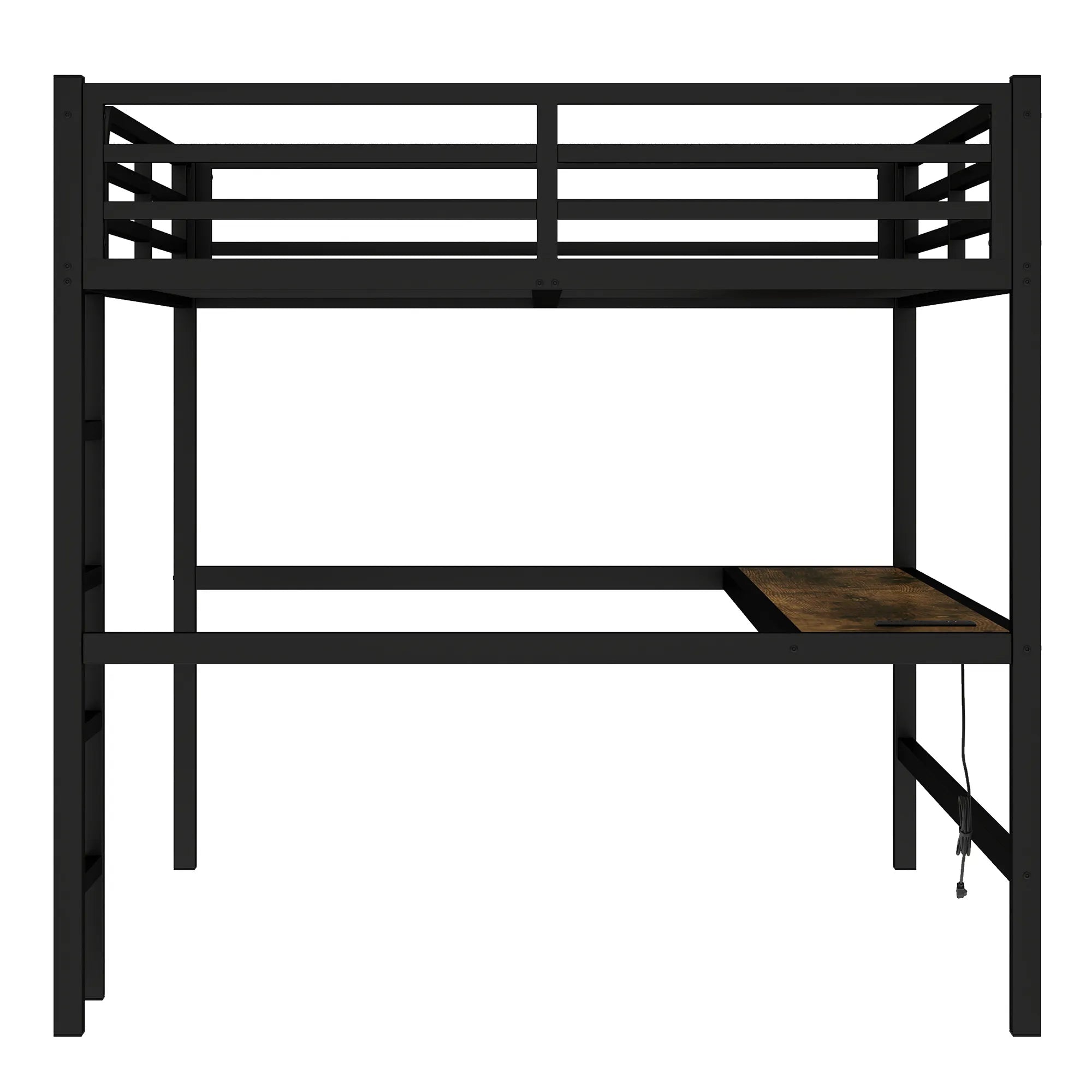 Bellemave® Queen Size Metal Loft Bed with Power Outlet and LED Lighted - Bellemave