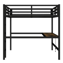 Bellemave® Queen Size Metal Loft Bed with Power Outlet and LED Lighted - Bellemave
