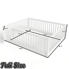 Bellemave® Queen Size Montessori Floor Bed, Pine,Plywood Floor Bed with Small Door, White - Bellemave