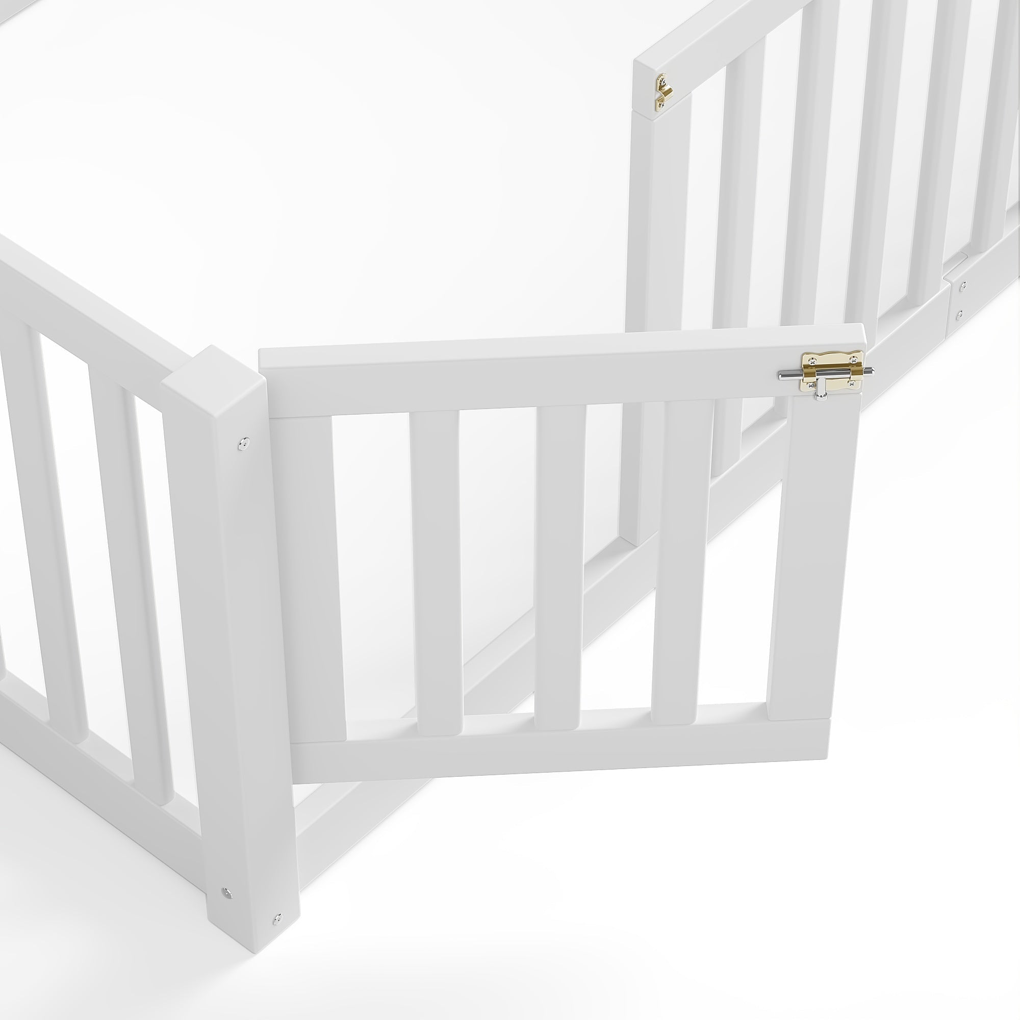 Bellemave® Queen Size Montessori Floor Bed, Pine,Plywood Floor Bed with Small Door, White - Bellemave