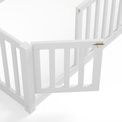 Bellemave® Queen Size Montessori Floor Bed, Pine,Plywood Floor Bed with Small Door, White - Bellemave