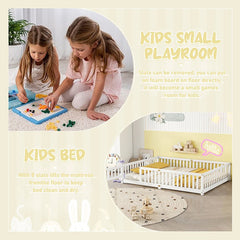 Bellemave® Queen Size Montessori Floor Bed with Safety Guardrails and Door - Bellemave