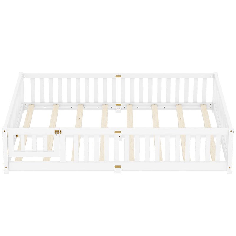 Bellemave® Queen Size Montessori Floor Bed with Safety Guardrails and Door - Bellemave