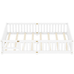 Bellemave® Queen Size Montessori Floor Bed with Safety Guardrails and Door - Bellemave