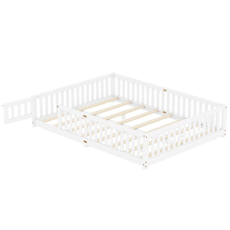 Bellemave® Queen Size Montessori Floor Bed with Safety Guardrails and Door - Bellemave