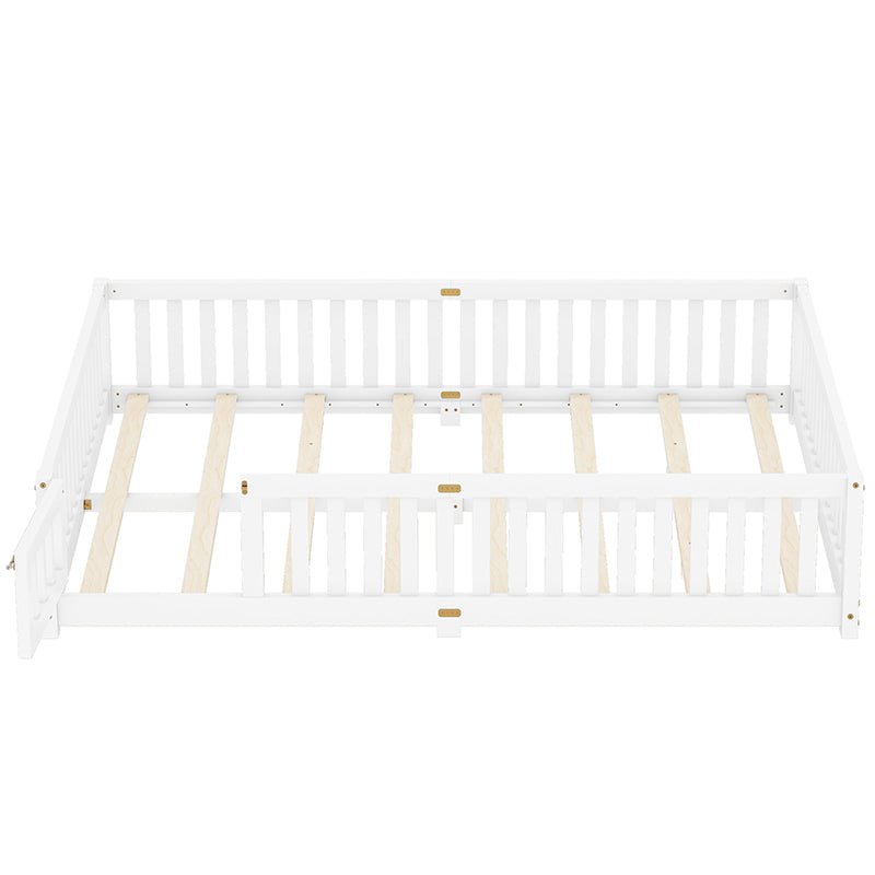 Bellemave® Queen Size Montessori Floor Bed with Safety Guardrails and Door - Bellemave