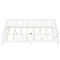 Bellemave® Queen Size Montessori Floor Bed with Safety Guardrails and Door - Bellemave