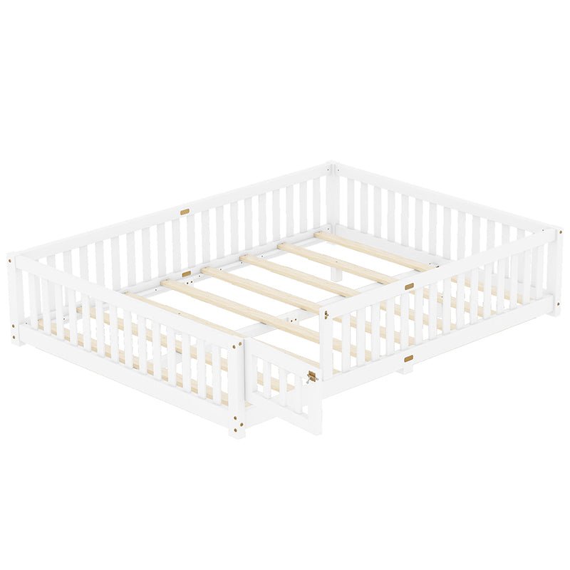 Bellemave® Queen Size Montessori Floor Bed with Safety Guardrails and Door - Bellemave
