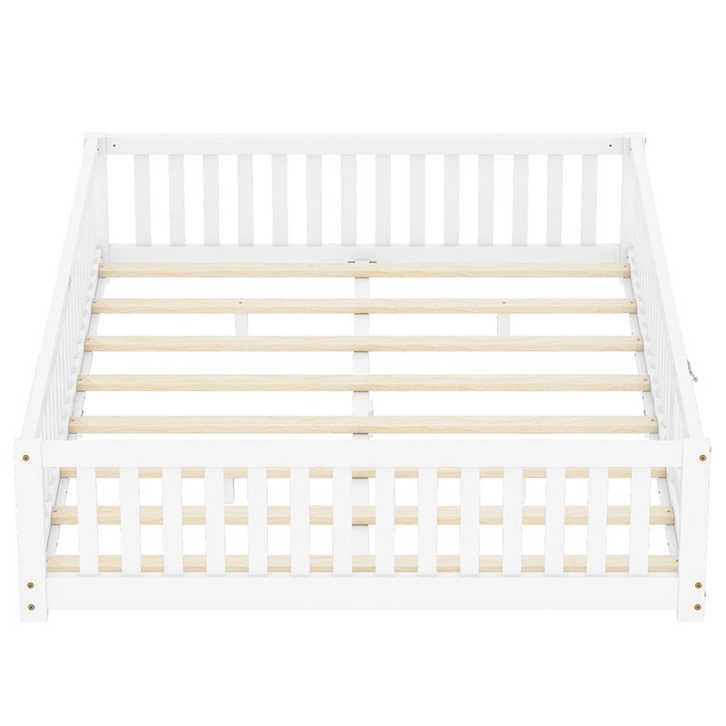Bellemave® Queen Size Montessori Floor Bed with Safety Guardrails and Door - Bellemave
