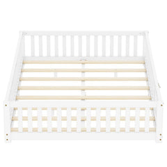 Bellemave® Queen Size Montessori Floor Bed with Safety Guardrails and Door - Bellemave