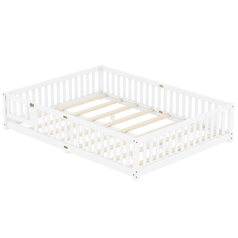 Bellemave® Queen Size Montessori Floor Bed with Safety Guardrails and Door - Bellemave