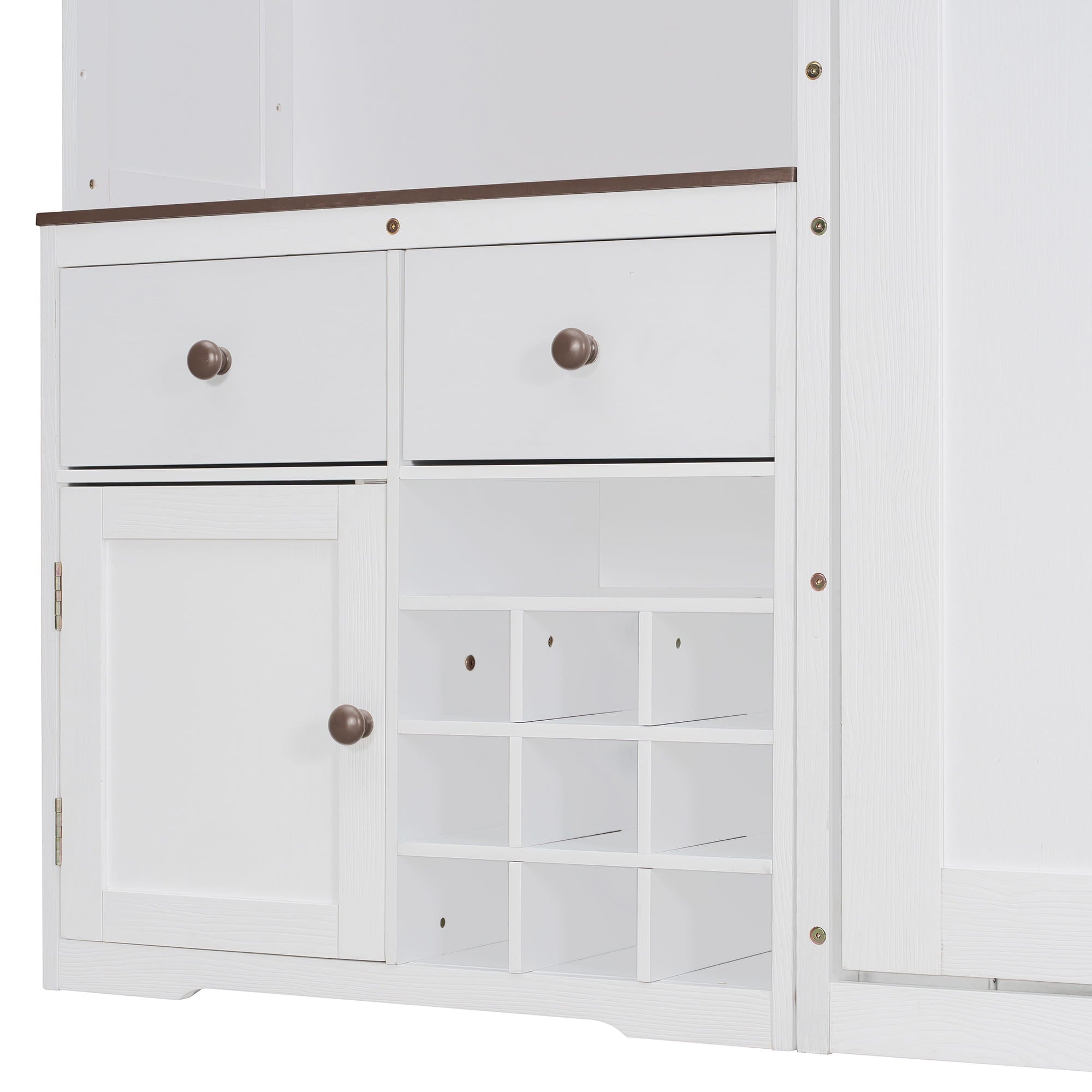 Bellemave® Queen Size Multifunction Murphy Bed with Storage Cabinet,Hideaway Beds with Wine Rack, Glass Holder, Drawers & Multi - Color LED Strip, White - Bellemave