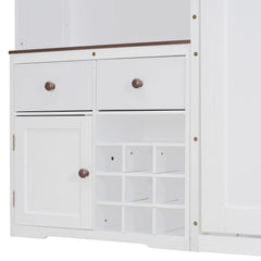 Bellemave® Queen Size Multifunction Murphy Bed with Storage Cabinet,Hideaway Beds with Wine Rack, Glass Holder, Drawers & Multi - Color LED Strip, White - Bellemave