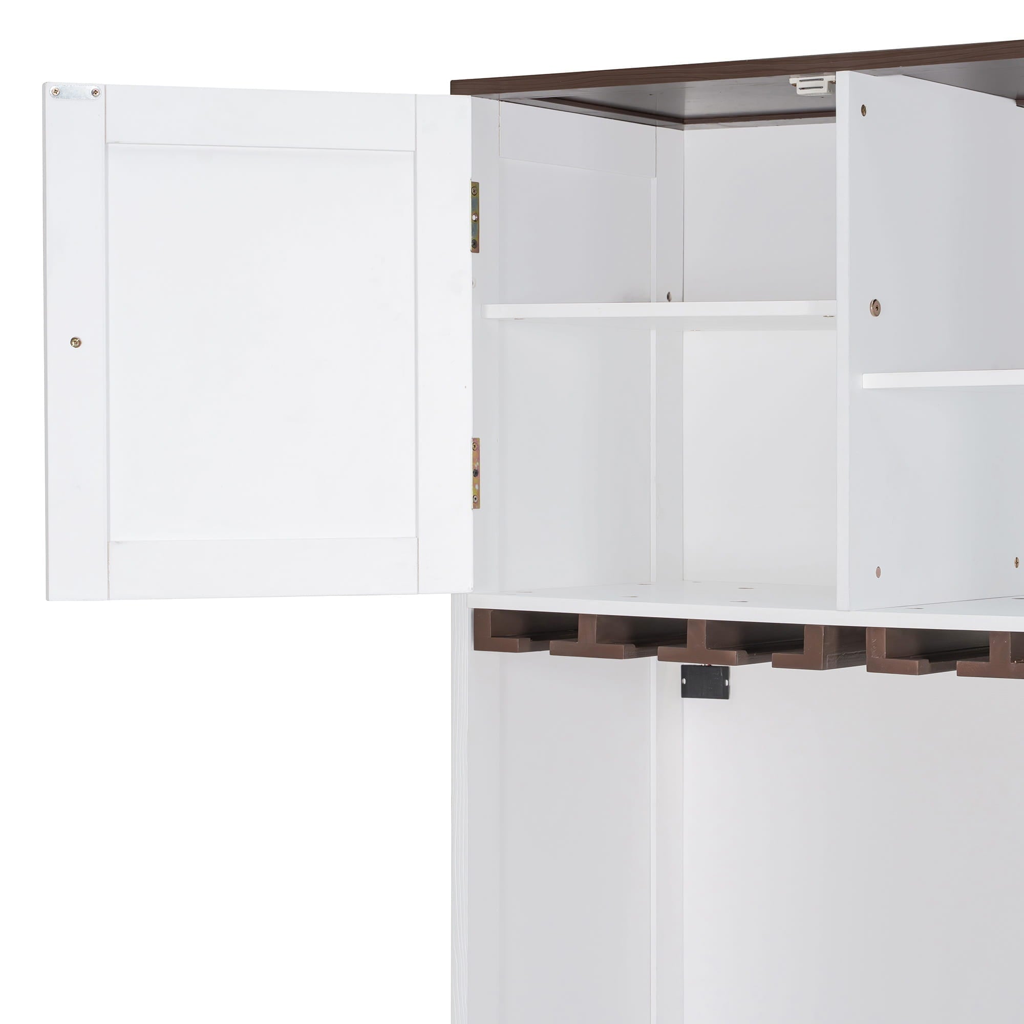 Bellemave® Queen Size Multifunction Murphy Bed with Storage Cabinet,Hideaway Beds with Wine Rack, Glass Holder, Drawers & Multi - Color LED Strip, White - Bellemave