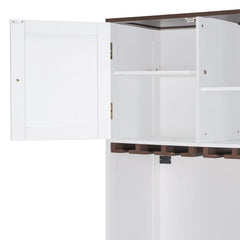 Bellemave® Queen Size Multifunction Murphy Bed with Storage Cabinet,Hideaway Beds with Wine Rack, Glass Holder, Drawers & Multi - Color LED Strip, White - Bellemave