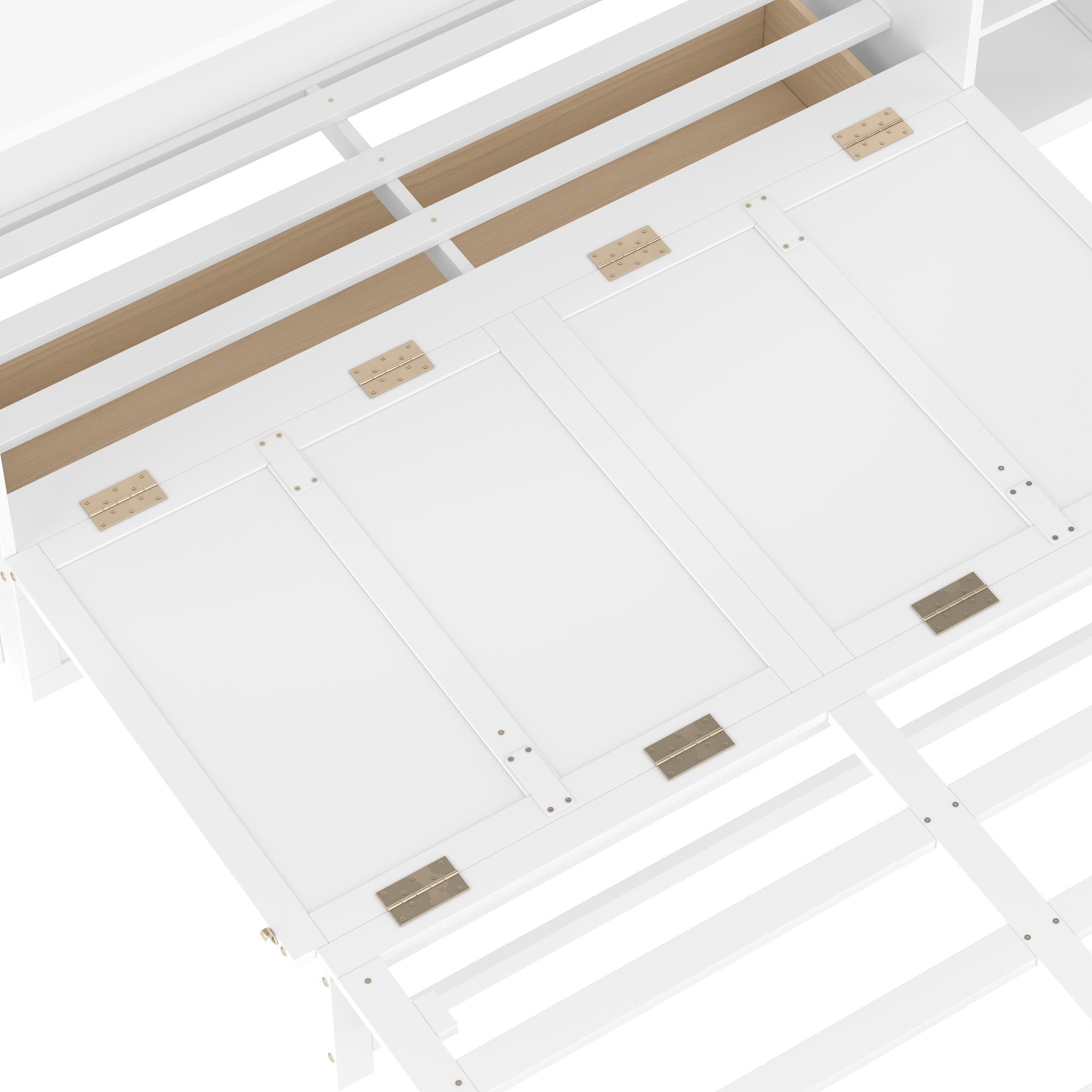 Bellemave® Queen Size Murphy Bed, Cabinet Bed with 2 Shelves and Storage Drawers, Farmhouse Murphy Cabinet, Noisy Free, for Guest Bedroom, Living Room, Office, White - Bellemave
