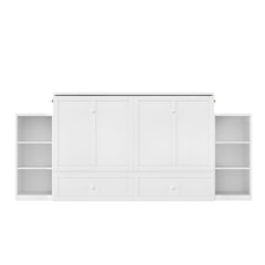 Bellemave® Queen Size Murphy Bed, Cabinet Bed with 2 Shelves & Storage Drawers, Farmhouse Murphy Cabinet - Bellemave