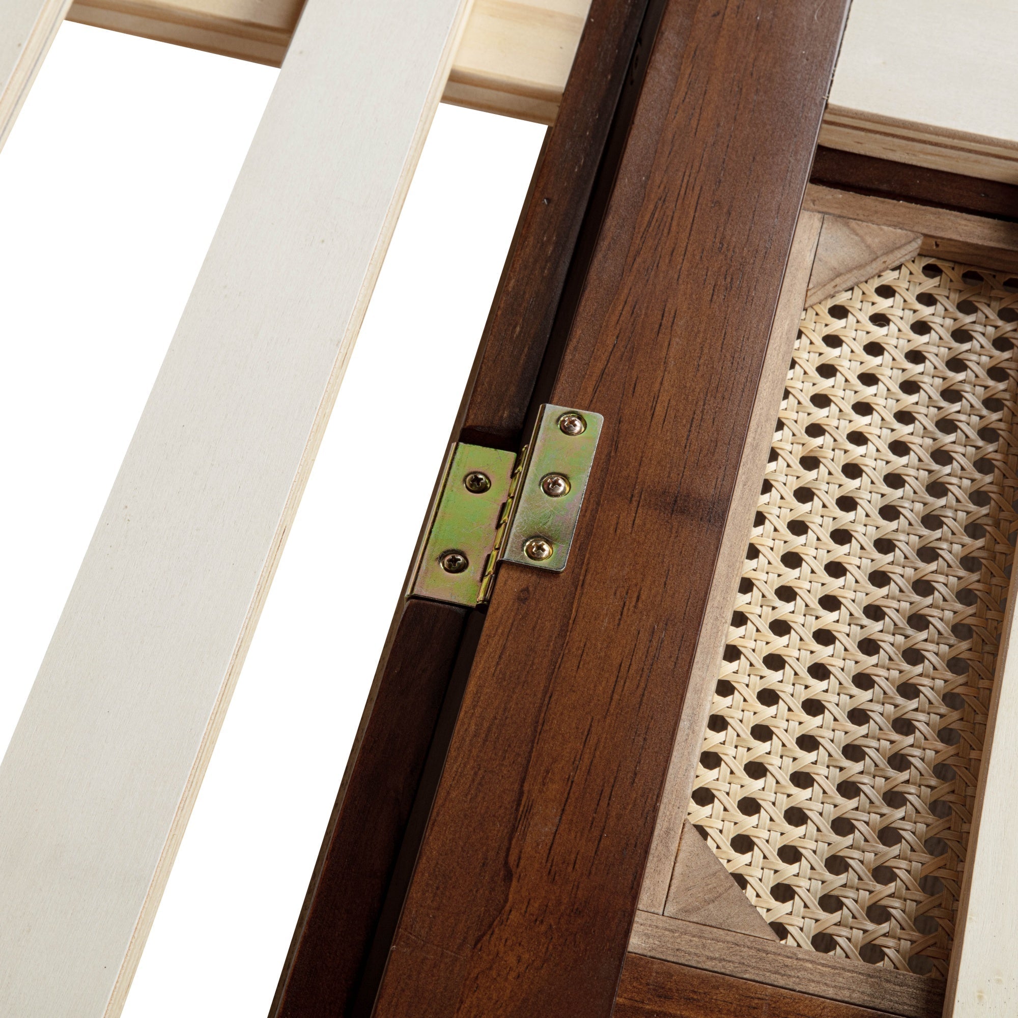 Bellemave® Queen Size Murphy Bed Cabinet with Storage Drawers, USB Charging Station, Retro Rattan Style Foldable Hidden Dresser Bed, Murphy Chest Cube Bed for Adults, Walnut - Bellemave