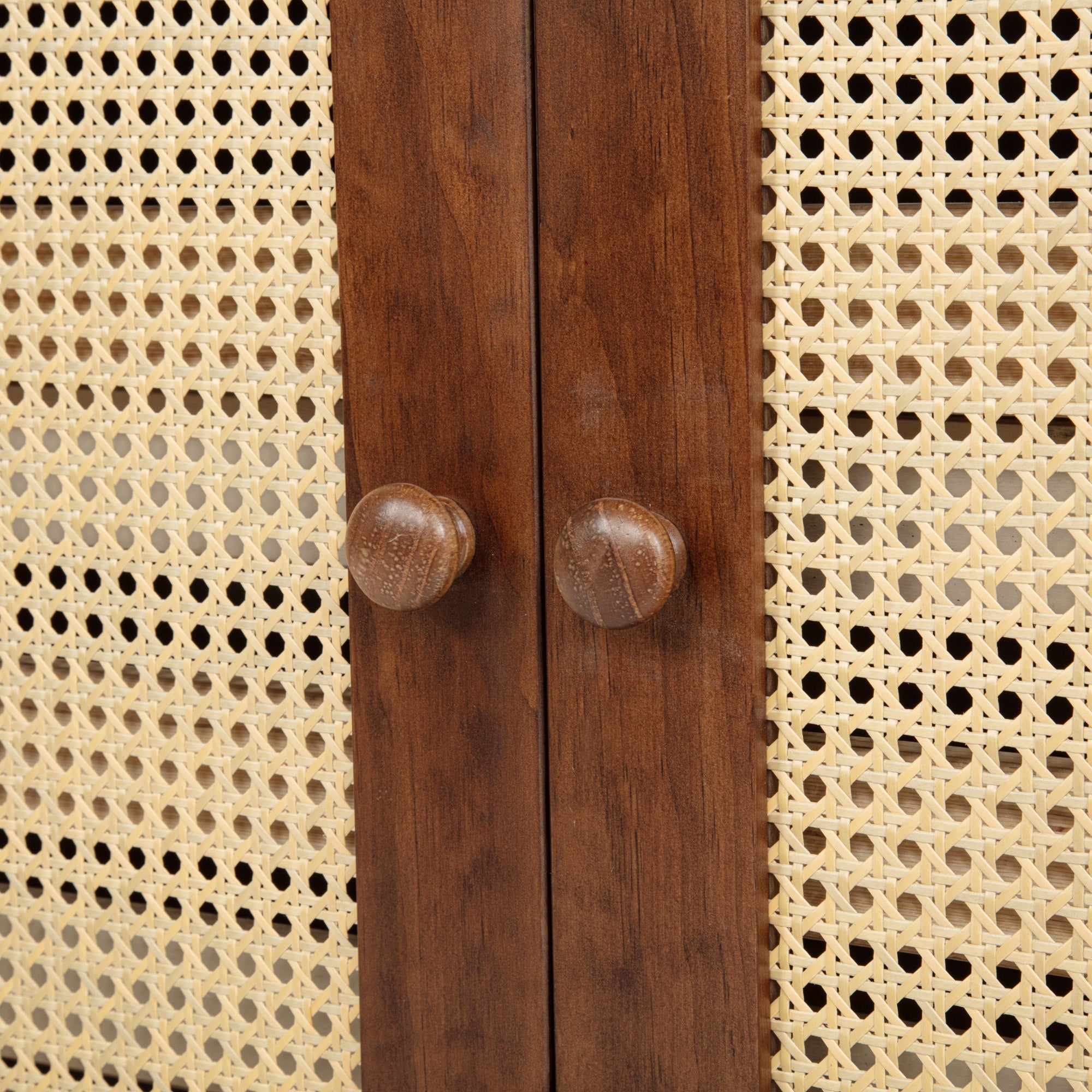 Bellemave® Queen Size Murphy Bed Cabinet with Storage Drawers, USB Charging Station, Retro Rattan Style Foldable Hidden Dresser Bed, Murphy Chest Cube Bed for Adults, Walnut - Bellemave